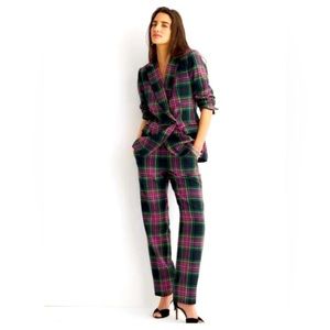 J.Crew Kate straight-leg pant in pink Stewart tartan.